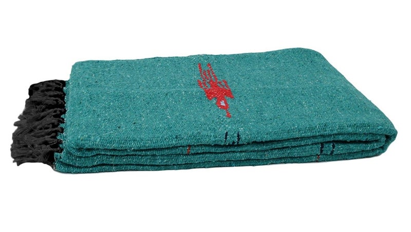 Open Road Goods Yoga Blanket - Thick Mexican Thunderbird Blanket - Handmade and Made for Yoga! (Turquoise) - Image 1